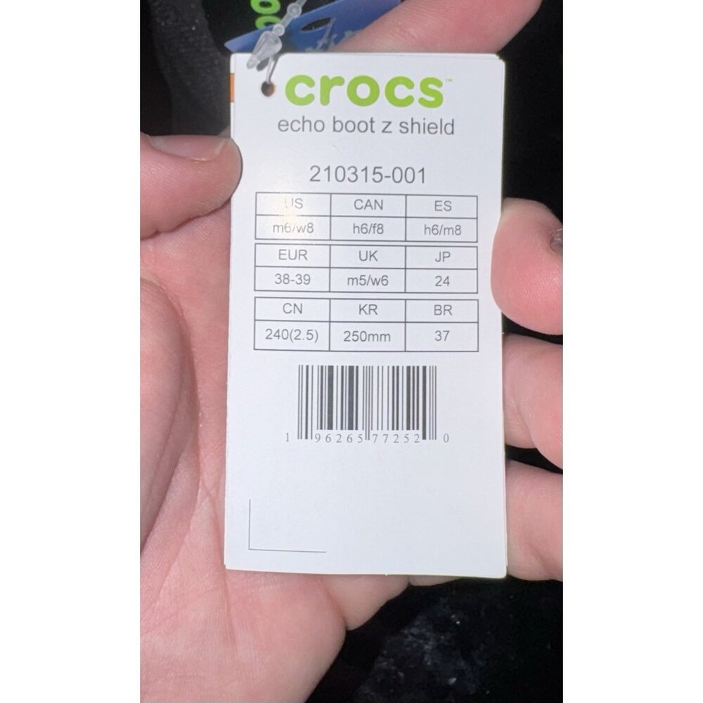 Crocs Echo Boot Z Shield Womens Zip Insulated Winter Snow Boots Size 8 Black - Picture 9 of 9